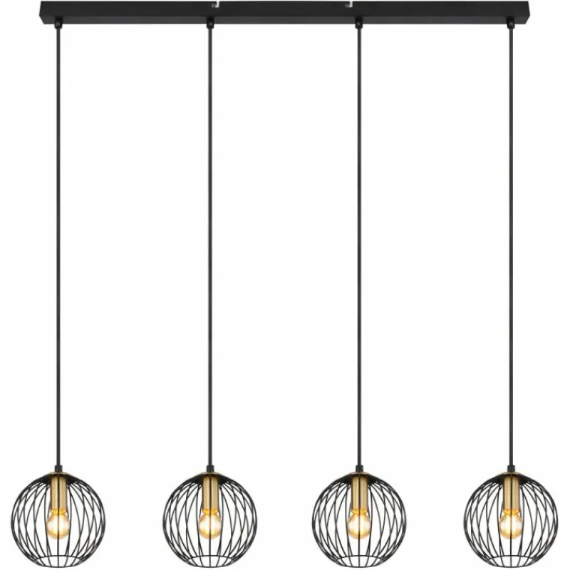 Luminaires Globo Lighting Suspension Globo EUSEBIUS Noir, 4 lumières* Suspensions