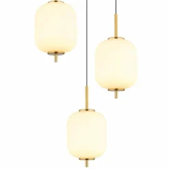 Luminaires Globo Lighting Suspension Globo EWALD LED Laiton, 3 lumières