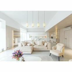 Luminaires Globo Lighting Suspension Globo EWALD LED Laiton, 4 lumières