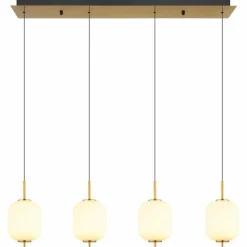 Luminaires Globo Lighting Suspension Globo EWALD LED Laiton, 4 lumières
