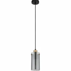 Suspension Verre Fumé-Luminaires Globo Lighting Suspension Globo FANNI Laiton, Noir, 1 lumière