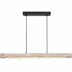 Lampes En Bois-Luminaires Globo Lighting Suspension Globo FELICITAS LED Bois clair, Noir, 2 lumières