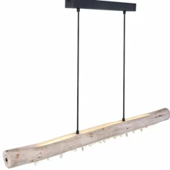 Lampes En Bois-Luminaires Globo Lighting Suspension Globo FELICITAS LED Bois clair, Noir, 2 lumières