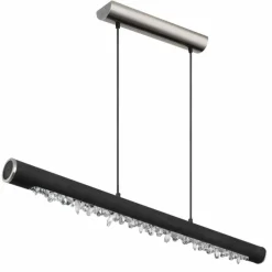 Lampes En Bois-Luminaires Globo Lighting Suspension Globo FELICITAS LED Nickel mat, Noir, 1 lumière