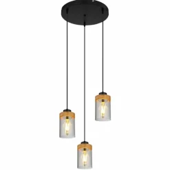 Suspension Verre Fumé-Luminaires Globo Lighting Suspension Globo FINCA Écru, Noir, 3 lumières