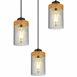 Suspension Verre Fumé-Luminaires Globo Lighting Suspension Globo FINCA Écru, Noir, 3 lumières