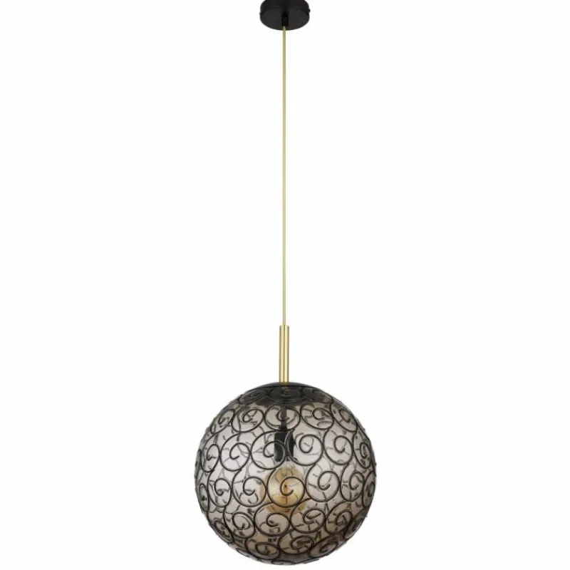 Suspension Verre Fumé-Luminaires Globo Lighting Suspension Globo FITZ Noir, 1 lumière