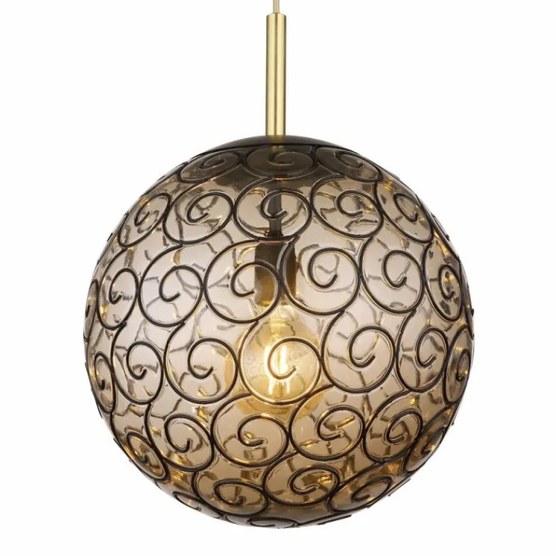 Suspension Verre Fumé-Luminaires Globo Lighting Suspension Globo FITZ Noir, 1 lumière