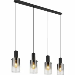 Suspension Verre Fumé-Luminaires Globo Lighting Suspension Globo FLORENTINA Noir, 4 lumières