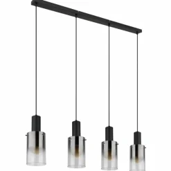 Suspension Verre Fumé-Luminaires Globo Lighting Suspension Globo FLORENTINA Noir, 4 lumières