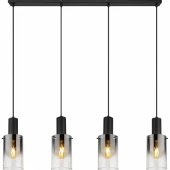 Suspension Verre Fumé-Luminaires Globo Lighting Suspension Globo FLORENTINA Noir, 4 lumières