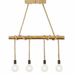 Style Boho-Chic-Luminaires Globo Lighting Suspension Globo FRAGNO Brun, Noir, 4 lumières