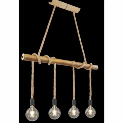 Style Boho-Chic-Luminaires Globo Lighting Suspension Globo FRAGNO Brun, Noir, 4 lumières