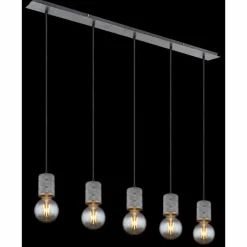 Luminaires Globo Lighting Suspension Globo FREDDY Argent Oxydé, 5 lumières* Suspensions