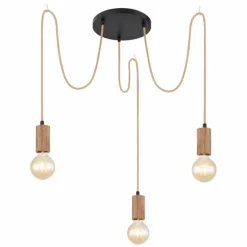 Luminaires Scandinaves-Luminaires Globo Lighting Suspension Globo FRIDA Brun, Noir, 3 lumières