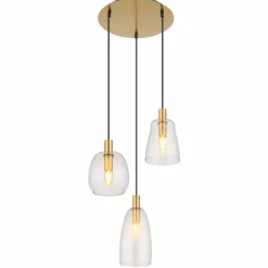 Luminaires Globo Lighting Suspension Globo GARRI Laiton, 3 lumières