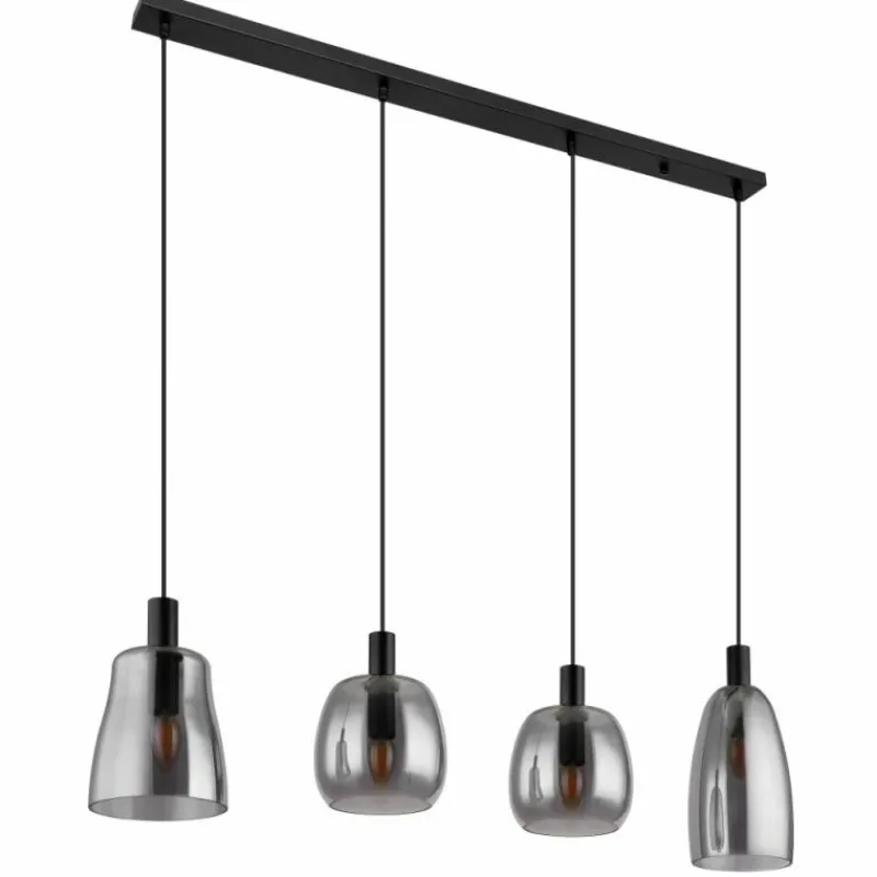 Suspension Verre Fumé-Luminaires Globo Lighting Suspension Globo GARRI Noir, 4 lumières