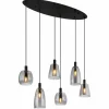 Suspension Verre Fumé-Luminaires Globo Lighting Suspension Globo GARRI Noir, 6 lumières