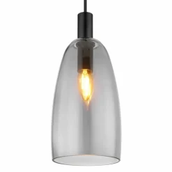Suspension Verre Fumé-Luminaires Globo Lighting Suspension Globo GARRI Noir, 1 lumière