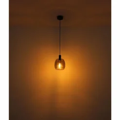 Suspension Verre Fumé-Luminaires Globo Lighting Suspension Globo GARRI Noir, 1 lumière