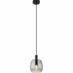 Suspension Verre Fumé-Luminaires Globo Lighting Suspension Globo GARRI Noir, 1 lumière