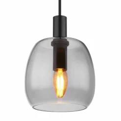 Suspension Verre Fumé-Luminaires Globo Lighting Suspension Globo GARRI Noir, 1 lumière