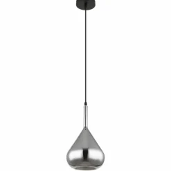 Suspension Verre Fumé-Luminaires Globo Lighting Suspension Globo GEEKY Noir, 1 lumière