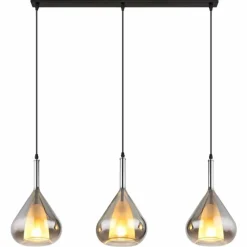 Suspension Verre Fumé-Luminaires Globo Lighting Suspension Globo GEEKY Noir, 3 lumières