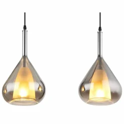 Suspension Verre Fumé-Luminaires Globo Lighting Suspension Globo GEEKY Noir, 3 lumières