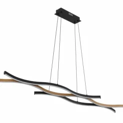 Lampes En Bois-Luminaires Globo Lighting Suspension Globo GERONIMO LED Couleur bois, Noir, 1 lumière