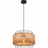 Style Boho-Chic-Luminaires Globo Lighting Suspension Globo GINA Bois foncé, Noir, 1 lumière