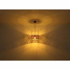 Style Boho-Chic-Luminaires Globo Lighting Suspension Globo GINA Bois foncé, Noir, 1 lumière