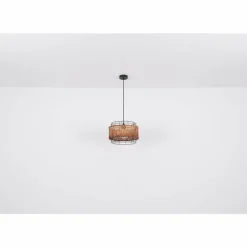 Style Boho-Chic-Luminaires Globo Lighting Suspension Globo GINA Bois foncé, Noir, 1 lumière