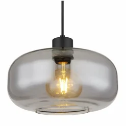 Suspension Verre Fumé-Luminaires Globo Lighting Suspension Globo GIUSEPPE Noir, 1 lumière