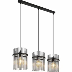 Suspension Verre Fumé-Luminaires Globo Lighting Suspension Globo GORLEY Noir, 3 lumières