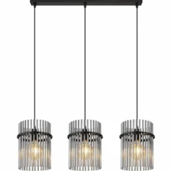 Suspension Verre Fumé-Luminaires Globo Lighting Suspension Globo GORLEY Noir, 3 lumières