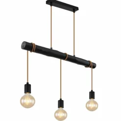 Lampes En Bois-Luminaires Globo Lighting Suspension Globo GREGOR Bois foncé, Noir, 3 lumières