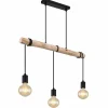Lampes En Bois-Luminaires Globo Lighting Suspension Globo GREGOR Bois clair, Noir, 3 lumières