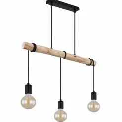 Lampes En Bois-Luminaires Globo Lighting Suspension Globo GREGOR Bois clair, Noir, 3 lumières