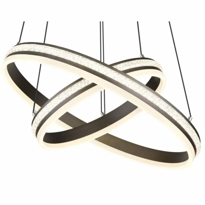 Luminaires Globo Lighting Suspension Globo GROUNI LED Titane, 1 lumière, Télécommandes* Éclairage Led