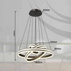 Luminaires Globo Lighting Suspension Globo GROUNI LED Titane, 1 lumière, Télécommandes* Suspensions