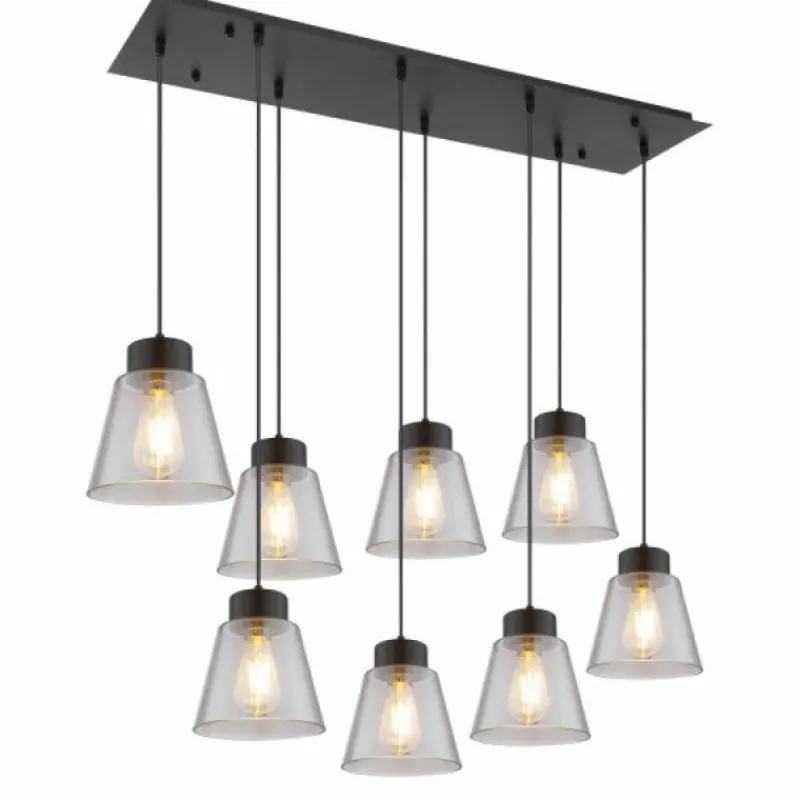 Suspension Verre Fumé-Luminaires Globo Lighting Suspension Globo GUMBA Noir, 8 lumières