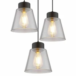 Suspension Verre Fumé-Luminaires Globo Lighting Suspension Globo GUMBA Noir, 8 lumières