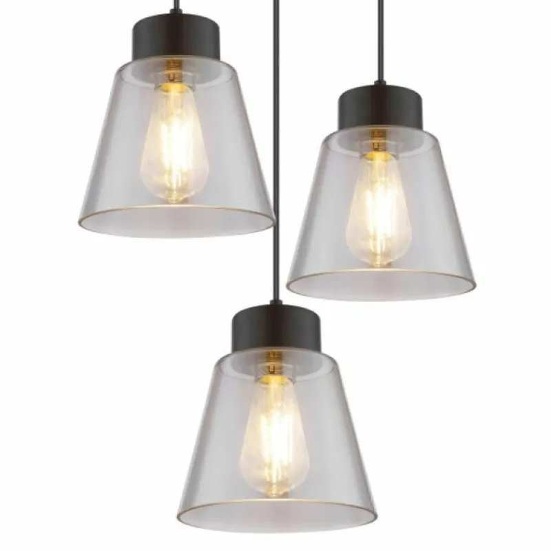 Suspension Verre Fumé-Luminaires Globo Lighting Suspension Globo GUMBA Noir, 8 lumières