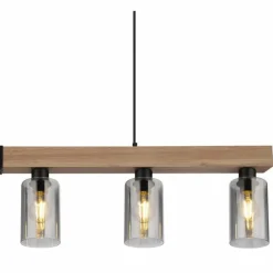 Suspension Verre Fumé-Luminaires Globo Lighting Suspension Globo HADERA Couleur bois, Noir, 6 lumières