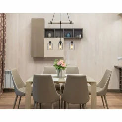 Suspension Verre Fumé-Luminaires Globo Lighting Suspension Globo HADERA Écru, Noir, 3 lumières