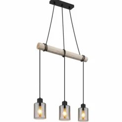 Suspension Verre Fumé-Luminaires Globo Lighting Suspension Globo HADERA Écru, Noir, 3 lumières