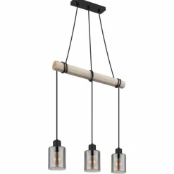 Suspension Verre Fumé-Luminaires Globo Lighting Suspension Globo HADERA Écru, Noir, 3 lumières