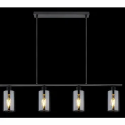 Suspension Verre Fumé-Luminaires Globo Lighting Suspension Globo HADERA Noir, 4 lumières