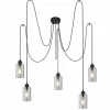 Suspension Verre Fumé-Luminaires Globo Lighting Suspension Globo HADERA Noir, 5 lumières